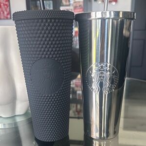 Starbucks Matte Black Studded and Shiny Silver Tumbler